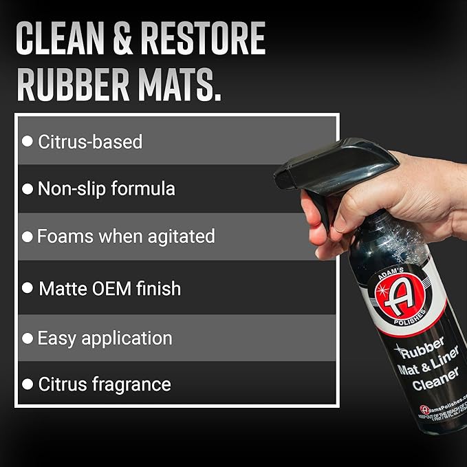 Adam's Rubber Mat & Liner Cleaner 16oz - Floor Mat Cleaner Restores Rubber, Plastic & Vinyl Mats For Car Detailing, Alos Works On Truck Bed Cargo Liners, Trunk Mat Accessories & More