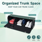 Car Trunk Organizer Sturdy Car Storage Organizer with Lid and Push-pull Handle Collapsible Leather Cargo Organizer for Suv, Truck, Sedan, Van (Green, 40.5 x 11.4 x 12.2in)