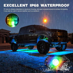 Nilight RGB LED Rock Lights Kit 8 PCS Underglow Multicolor Neon Light Pod with Magnetic Base Bluetooth App Control Flashing Music Mode IP68 Wheel Well Light for Truck ATV UTV RZR SUV