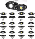 White Rock Light 12pods 6000k Pure White Led Rocks Lights kit Ip68 Waterproof 47inch Extension Wires for ATV Rv Utv SUV Offroad Pickup Trucks Golf Boat Cars Trailer Fender Underglow Lighting (White)