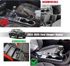 Center Console Organizer Tray Compatible with 2024 2025 2026 Ford Ranger Raptor Lariat XL XLT Armrest Storage Box Insert Interior Accessories-ONLY FIT Electric Handbrake Version