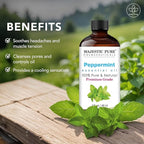 Majestic Pure Essential Oil with Glass Dropper - 100% Pure and Natural - Essential Oils for Diffuser, Aromatherapy, Soap and Candle Making, Peppermint Essential Oil, Peppermint Oil, 2 Fl Oz
