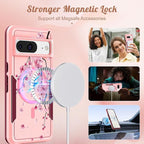 for Google Pixel 8 Case 6.2 Inch - Compatible with MagSafe Women Girls Cute Magnetic Protective Cover Girly Kawaii Flower Blossom Heavy Duty Shockproof Design for Google Pixel 8 Phone Cases