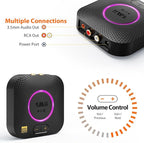 1Mii B06S+ LDAC Bluetooth 5.3 Receiver for Home Stereo Hi-Res Music Streaming, Hi-Fi Wireless Audio Adapter with aptX HD/LL, Long Range, Volume Control, RCA/3.5mm AUX Outputs