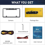 GLK Backup Camera, AHD 1080P License Plate Camera, Night Vision Rear View Reverse Camera with 7 LEDs, Wide Angle IP69K Waterproof Rear Camera for 12-24V Car Vehicle SUV RV
