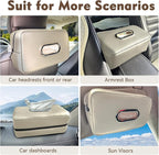 Noaman Upgraded 2 Pack Large Car Tissue Holder PU Leather Tissues Box Cover Backseat Rectangular Napkin Holder for Car Fits for 120 Standard Kleenex Tissues Box for Car Organization Accessories Beige