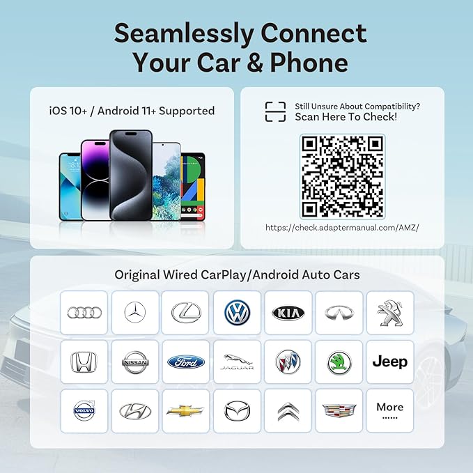 OTTOCAST 2026 Upgrade Mini Slim 3.0, 2-in-1 Wireless CarPlay & Android Auto Adapter, Plug & Play Dongle, Fast Auto-Reconnect, Dual-Band 5Ghz, for Cars with Wired CarPlay & Android auto (Silver)