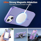SUPFINE Magnetic for iPhone 15 Case (Compatible with MagSafe) (Military Grade Drop Protection) Slim Translucent Matte Shockproof with Anti-Fingerprint Phone Case, Purple
