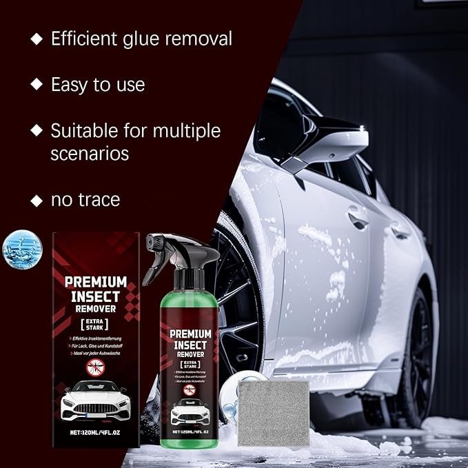 Car Paint Cleaner, Automotive Tar Remover, 120ml Heavy Duty Detailing Spray With Towel For Windshield Window Cleaning Supplies Valeting Accessory Restoration Gear Component Tool System Gear