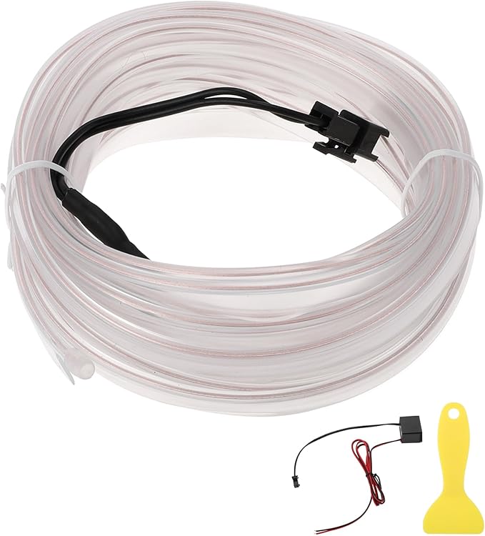 5m EL Wire Cable LED Glow String Light Car Interior Lighting Strip Flexible Neon Light for Car Decoration Wiring Driver(12v) White