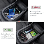 JDMCAR Center Console Tray Organizer Compatible with Toyota RAV4 Accessories 2019-2024 2025 and 2021-2025 RAV4 Prime, Armrest Insert Container ABS Material Secondary Storage Box-Red