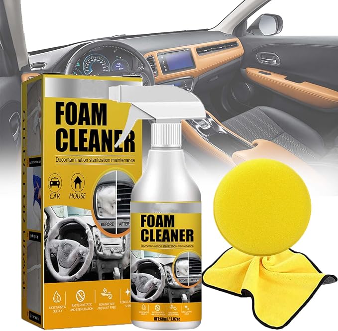 Car Interior Foam Refinisher Cleaner, All Around Master Foam Cleaner, Multi Purpose Foam Cleaner for car, All Purpose Rinse Cleaning Foam, Foam Cleaner All Purpose for Car and Kitchen (1PC)