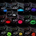El Wire Mutilcolor Interior Car LED Strip Lights,3M Neon Wire USB 5V with Fuse Protection for Automotive Interior Decoration, with 6mm Sewing Edge