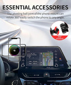 Qi2.2 25W Magnetic Car Mount Charger for Toyota C-HR 2019 2020 2021 2022 Accessories, for Fast Charging Cell Phone Holder 8 Inch Screen Fixed Clip with Cooling Fan＆54W Fast Adapter