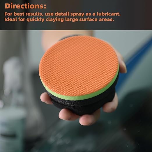 2 Pack Synthetic Clay Bar Pad for Car Detailing, 4.1" Honeycomb Clay Sponge with Rebound Foam, Removes Paint Contaminants and Preps Surface for Waxing