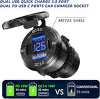 2PCS, Dual PD USB C Ports & Dual Quick Charge 3.0 Ports Car Charger Socket, VANONE Aluminum Alloy Waterproof 12V USB Outlet, Accessories for Car Boat Marine Motorcycle RV ATV Truck Golf Cart