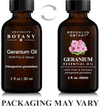 Brooklyn Botany Geranium Essential Oil - 100% Pure and Natural - Premium Grade Oil with Dropper - for Aromatherapy and Diffuser - 1 Fl Oz