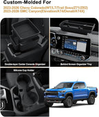 ECOZEN Center Console Organizer Set For 2023-2026 Chevy Colorado/GMC Canyon - 3 Pcs Double-Layer Armrest Organizer + Silicone Cup Holder + Behind Screen Organizer Tray For Colorado Canyon Accessories