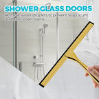 ALFLOD 2PACK All-Purpose Shower Squeegee for Shower Doors, Bath Linen Sets, Tile Shower Walls, Bathroom, Window, Glass and Car Windshield, Mirrors and Kitchen-Stainless Steel, 11.8-Inch Golden