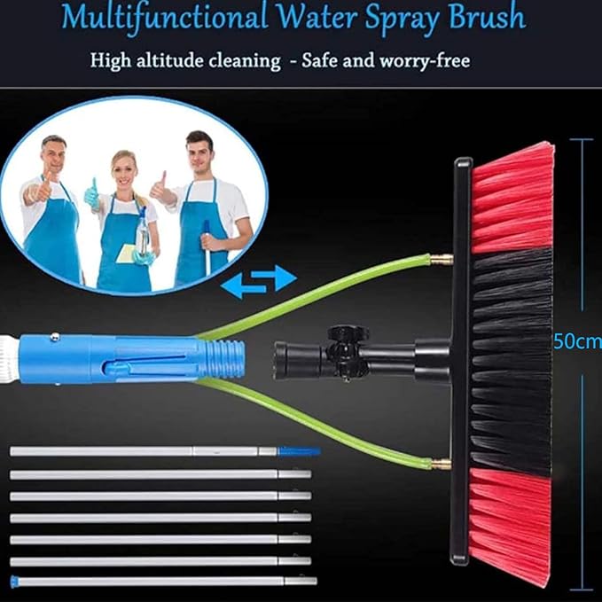 Telescopic Window Cleaning Pole with 50cm Water Fed BrushExtendable Cleaner for Conservatory Roofs Solar Panels & Photovoltaic SystemsEfficient Window Washing Equipment