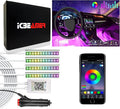 ICBEAMER RGB Interior Car Lights - Interior LED Strip Smart Phone Control APP Color Floor Matt Light w/Sound Active Function Atmosphere Under Dash/Seat Car Charger DC 12V Lighting Kit