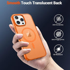 SUPFINE Magnetic for iPhone 16 Pro Case with Screen Protector (Compatible with MagSafe) (Military Grade Drop Protection) Translucent Matte Shockproof Phone Cover,Starry Orange
