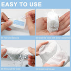 Compressed Towels Tablets (11.8" x11") 25 Bulk Set Disposable Compressed Washcloths for Travel & Camping, Soft Compressed Face Towel with Waterproof Case for Daily Use & Camping Essentials