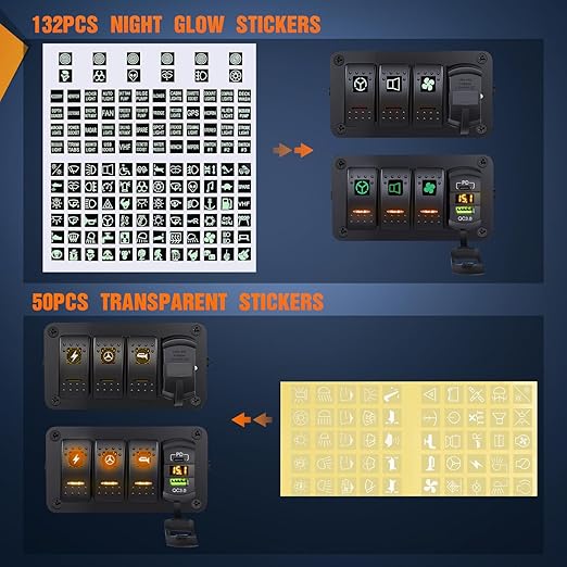 Nilight 3 Gang Rocker Switch Box 12V SPST ON Off Toggle Switches PD Type C and QC 3.0 USB Sockcet Voltmeter Orange LED Light Waterproof Aluminum Mount Bracket Panel DIY Stickers for Boat Car RV Truck