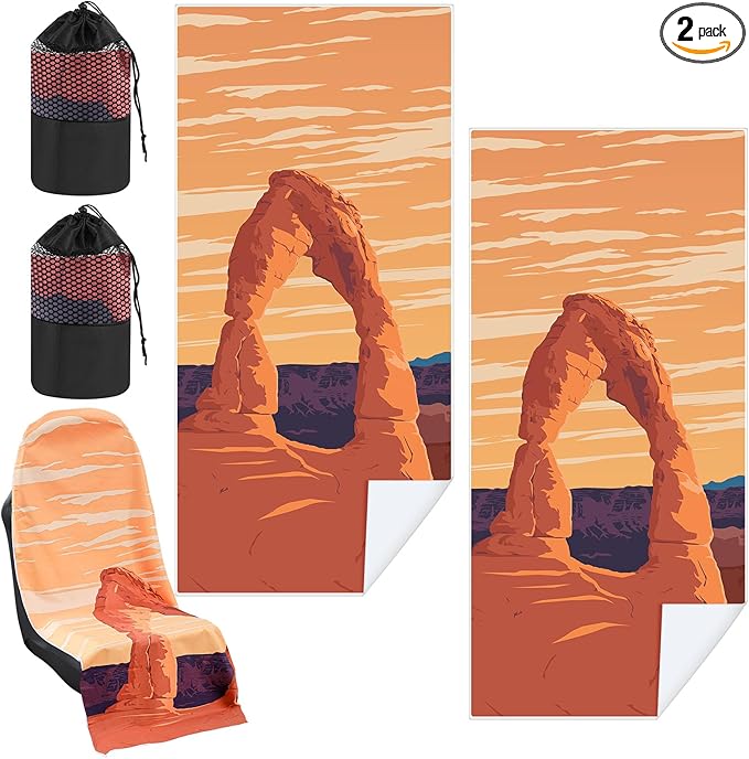 Hahafelt 2 Pack Car Seat Towel Covers with Storage Bag, 63 x 32 Inch Universal Non Slip Waterproof Sweat Protector for Car Truck, Gym Swimming Running, Machine Washable (Arch)