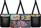 Boho Mandala Floral Blossom Car Trunk Organizer with 3 Adjustable Buckles Hanging Cargo Bag with 4 Storage Bags,Sturdy Space Saving Expert,Gift for Women
