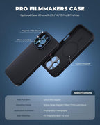 FREEWELL Pro Filmmaker Case for iPhone 15 Pro Max - Magnetic Filter & 17mm Lens Mount Black