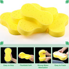 Vesici 48 Pack Car Wash Sponges Large Sponges Bulk Big All-Purpose Scrubber Thick Foam Car Cleaning Supplies for Washing Boat Kitchen Household with Single Vacuum Compressed Packing (Bright Yellow)
