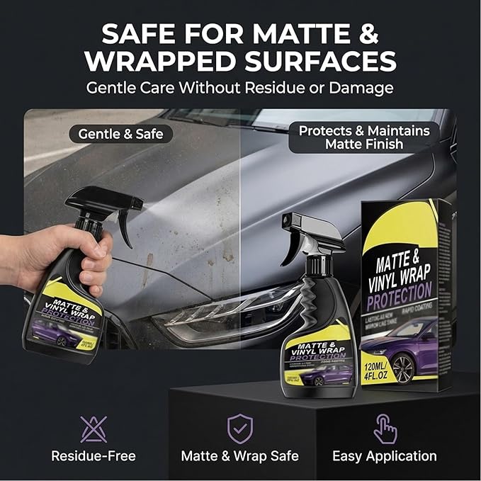 Matte Vinyl Wrap Protection Spray - Matte & Vinyl Wrap Protection Spray,Matte Finish Detailer for Cars, Cleaning and Maintenance, Coating Care