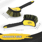 Wheel and Tire Brush Detailing Kit, Soft Rim Brush & Stiff Tire Brush with Silicone Bumper Guard, Non-Slip Ergonomic Handle Car Wash Set for Alloy Wheels, Fenders, Mats