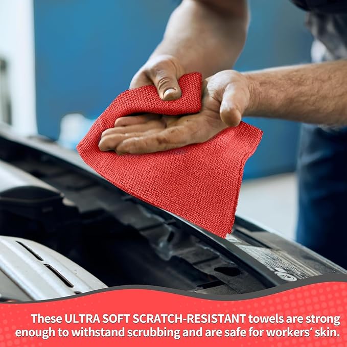 Microfiber Cleaning Cloth, 150 Pack Cleaning Rags Microfiber Towel Bulk Absorbent Lint-Free WashCloths, All-Purpose Towels for Cars, Shop, Automotive, Garage, Home Kitchen 11.5"*11.5", Red