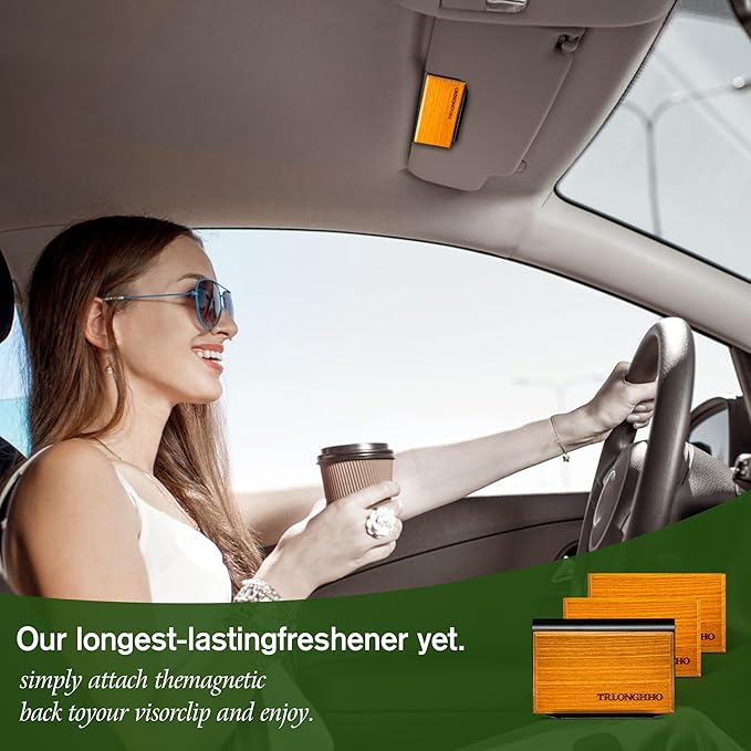 Car Air Freshener-Wood Air Freshener-Car Odor Eliminator-car scent-Long Lasting Scent-Variety Scent Refill（Teak-Amber-Grove）3pcs- Metal Clip 1pcs