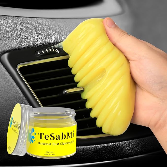 TeSabMi Car Cleaning Gel 160G - Reusable Dust Slime for Car Vents/Keyboard/Console, Interior Cleaner Putty, Gifts for Teen Women Men Stocking Stuffers