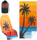 Hahafelt 1 Pack Car Seat Towel Covers with Storage Bag, 63 x 32 Inch Universal Non Slip Waterproof Sweat Protector for Car Truck, Gym Swimming Running, Machine Washable (Beach Palm Trees)