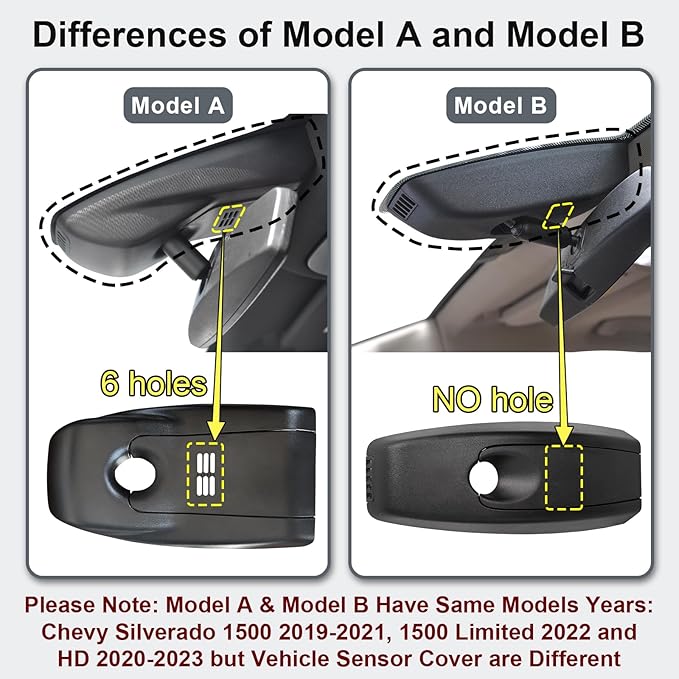 Mangoal Front 4K & Rear 1080P Dash Cam for Chevy Silverado 1500 2019-2021, 1500 Limited 2022 and HD 2020-2023 (Model A), Model A & Model B have Same Models Years but Vehicle Sensor Cover Are Different