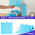 Puomue 55 Pack Microfiber Cleaning Cloth Roll, Tear Away Reusable Towels, 11" X 9", Ultra Absorbent & Lint Free Microfiber Cloth for Cleaning Cars, Kitchen, Window, Home and Shop, Blue