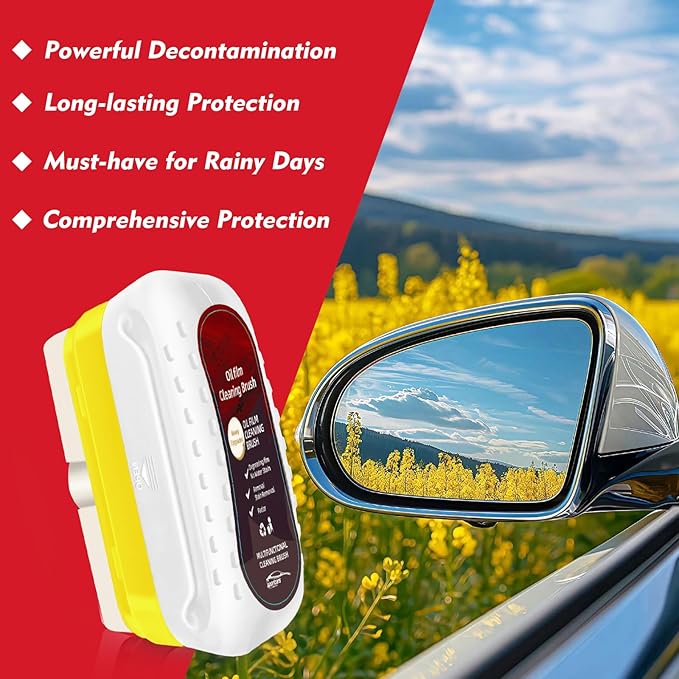 Automotive Oil Film Cleaning Brush with Reusable Foam Sprayer, Upgraded Antifog Glass Cleaning Board, Glass Oil Film Remover for Car Windows & Windshields, Versatile Car Glass Cleaner Brush (White)