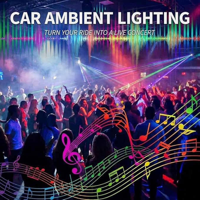 Ambient Lighting Car Led Lights Interior Kit,2PCS 43.3 inches Dream Color Acrylic Led Strips Lights for Car Interior Dashboard,DC 12V Fiber Optic Music Sync Neon Ambiance Lighting with Wireless APP