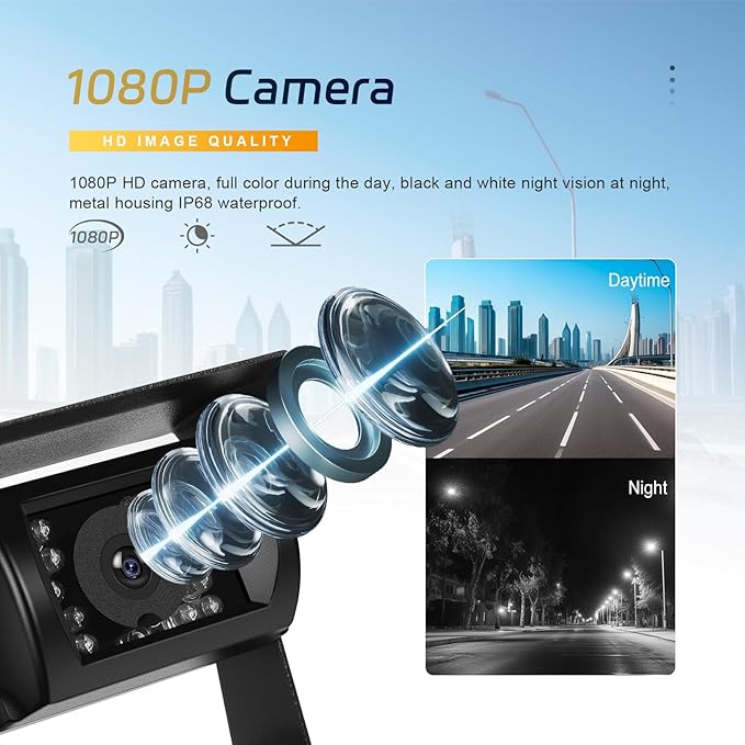 CAMECHO 7 Inch Wireless Backup Camera for Truck, HD 1080P Rear View Camera Monitor, Night Vision 18-LED Reverse Camera, BSD, Back Up Camera System for Car, Pickup, Trailer, RV, Camper, SUVs