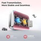 Wireless Carplay Adapter for iPhone, Convert Wired Car Play to Wireless, 2 in 1 Plug and Play Mini CarPlay and Android Auto Adapter for iOS 10 Android 11 and Above, Cars with Built-in Carplay (Pink)