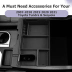 LUWU Tundra & Sequoia Center Console Organizer for 2007-2017 2018 2019 2020 2021 Toyota Tundra & Sequoia Accessories Armrest Console Storage Box Insert Tray ABS Material Black