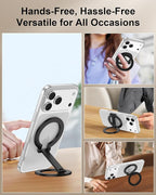 Magnetic Phone Grip for Magsafe, Foldable 360°Rotation Kickstand Mag Safe iPhone Stand, Dual-Sided Magnet Finger Loop Cellphone Ring-Style Holder for Apple 17/16/15/14/13/12 Series&MagSafe Car Mount