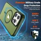 SUPFINE Magnetic for iPhone 14 Pro Case (Compatible with MagSafe) (Military Grade Drop Protection) Slim Translucent Matte Shockproof with Anti-Fingerprint Phone Case,Cangling Green