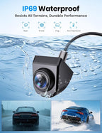AUTO-VOX 180° Front/Backup Camera, OEM Mini Style, Screw-Free Easy Install, Side/Rear View Camera, IP69K Waterproof & 0.1Lux Low Light Back Up Camera for SUV/Pickup Truck/RV/Van/Camper/Car