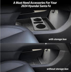 LUWU for 2024 2025 2026 Hyundai Santa Fe Center Console Organizer 2026 Santa Fe Accessories Santa Fe Cup Holder Insert Cup Holder Organizer Santa Fe Lower Console Organizer Storage Tray Drink Holders