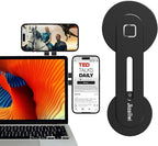 Magnetic Laptop Phone Holder Mount for Dual Screen, 180° Adjustable Edge Computer Phone Holder for Monitor's Top and Side, Extended Laptop Stand Accessories for iPhone 12-17 All Phones